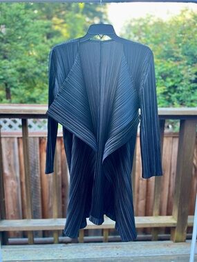 Issey Miyake Pleats Please Textured Pleated Top in black